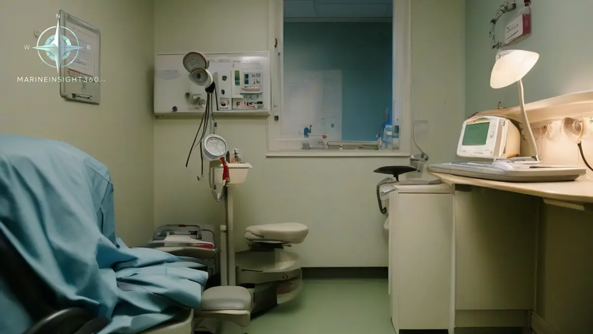 Examination room at an MCA approved doctor with blood pressure cuff, stethoscope and audiometry headset