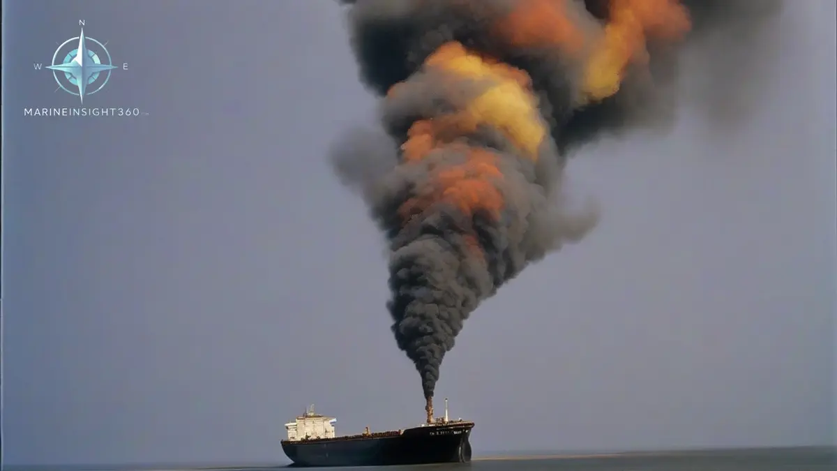 Crude tanker stopped off Oman with a blast hole in the port side plating just above the waterline