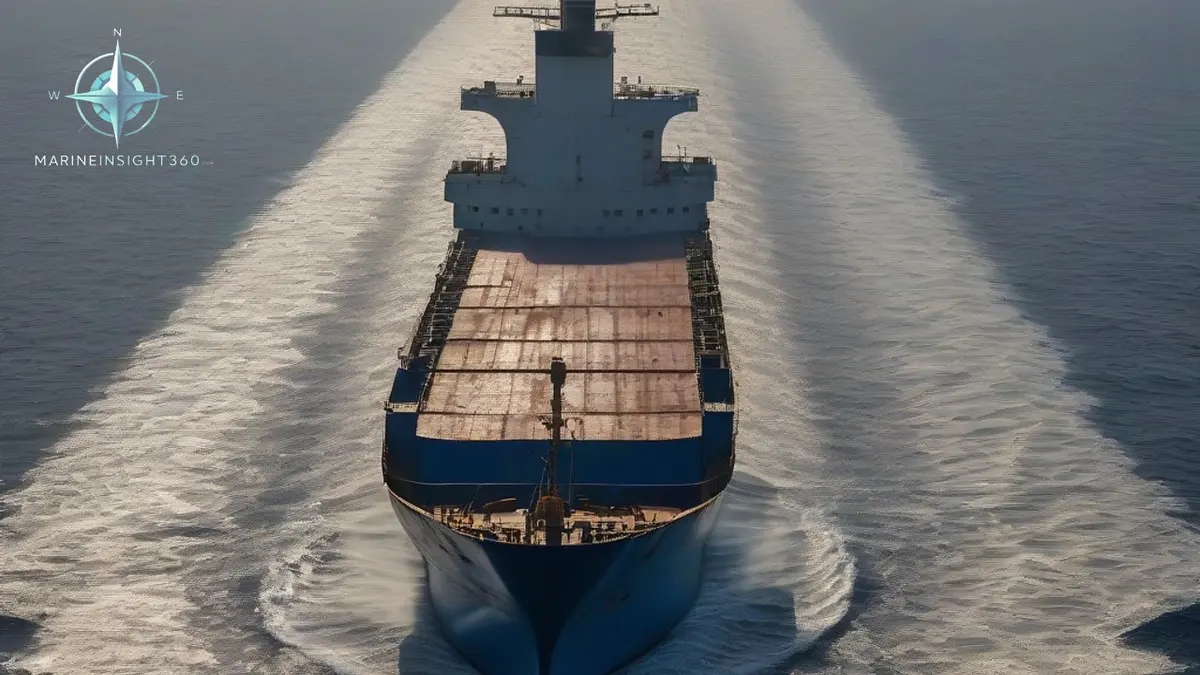 Deep blue open water and long swell in the Arabian Sea seen from a merchant ship bridge wing