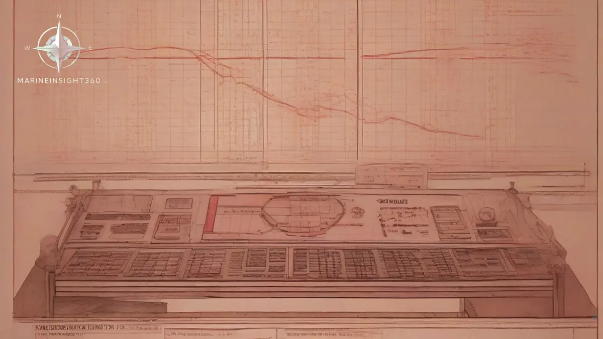 Bridge speed log reading in knots beside a paper chart with dividers stepped across the nautical mile scale
