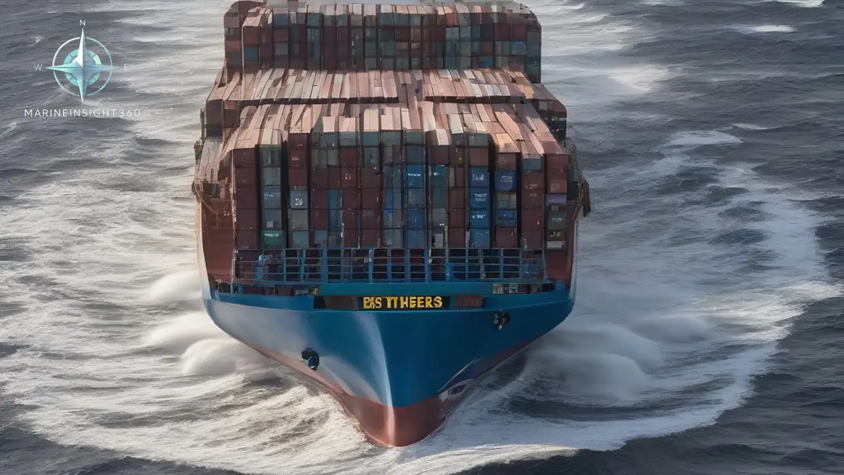 Laden container ship rounding the Cape of Good Hope in heavy swell after a Red Sea diversion