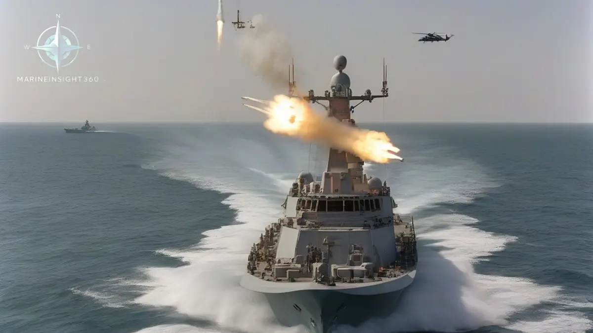 Iran retaliates with missiles and drones, defying Trump’s warning illustrated with shipping security and route risk for Marine Insight 360 readers
