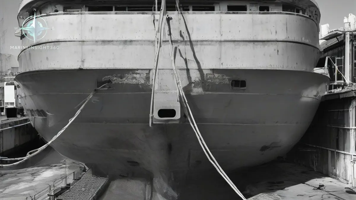 Converted livestock carrier alongside a quay in Cagliari as port state control inspectors board