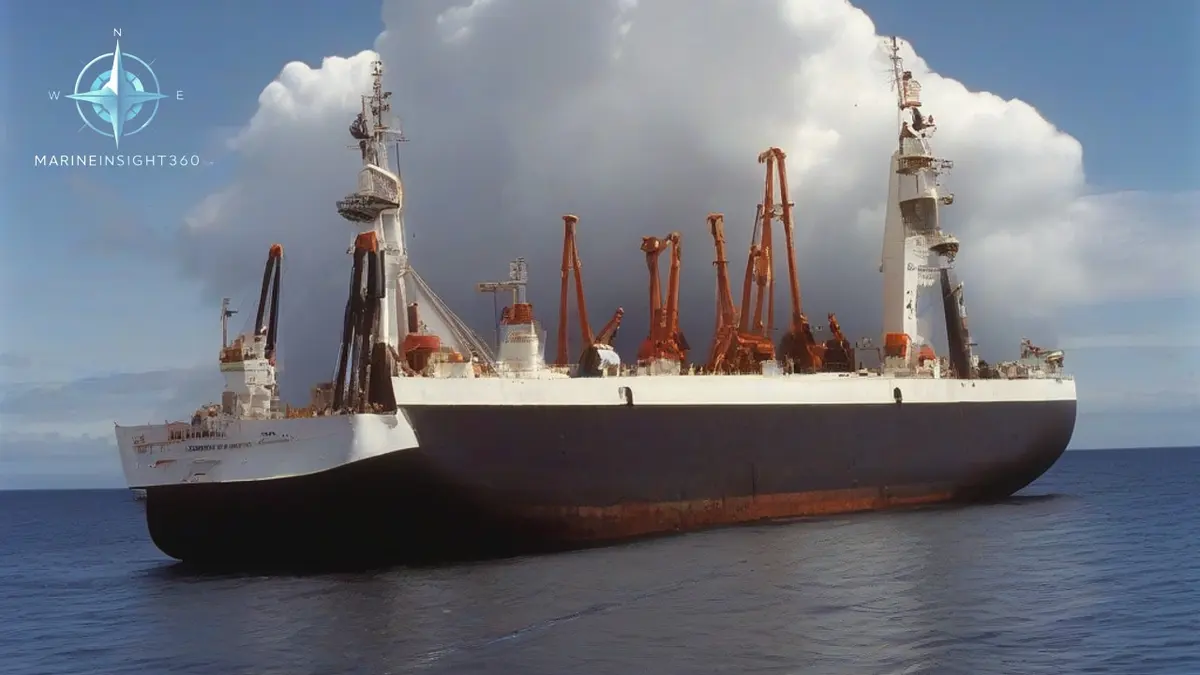 Largest Ship Ever Built illustrated with ship engine-room equipment for Marine Insight 360 readers