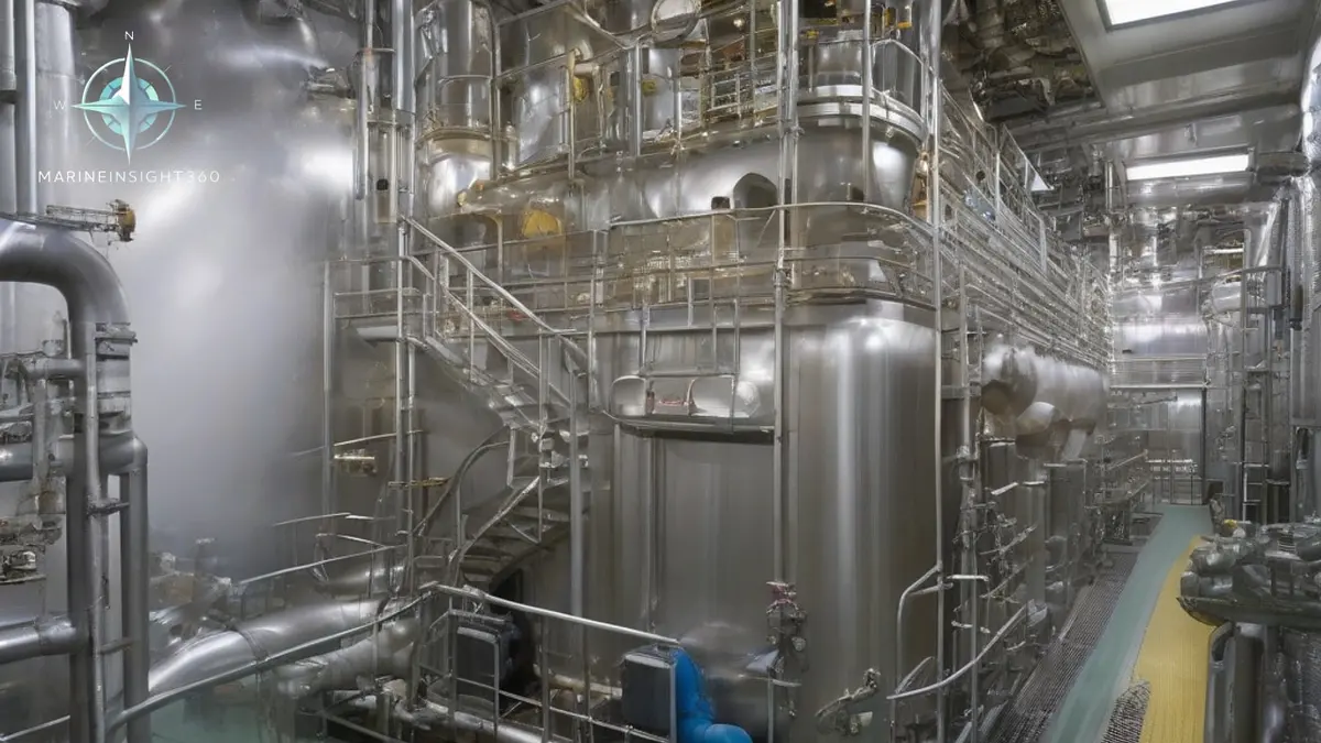 Cryogenic ammonia fuel supply skid and double-walled piping in a ship fuel preparation room