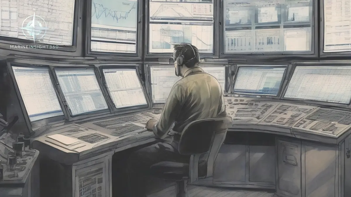 Maritime Engineer Role Overview illustrated with ship engine-room equipment for Marine Insight 360 readers