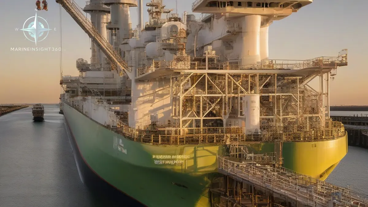 Refrigerated ammonia carrier loading at a Gulf export jetty with insulated loading arms coupled
