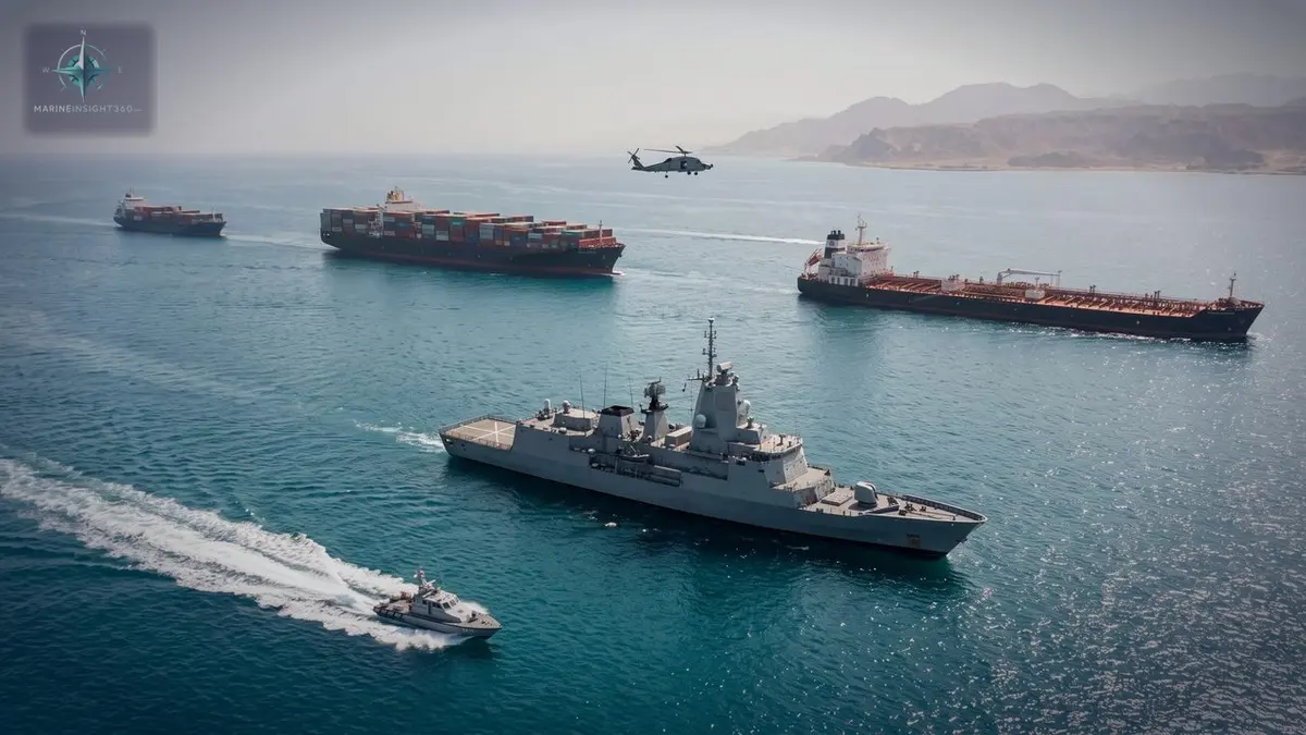 Nigeria joins Saudi-led Red Sea defence alliance illustrated with shipping security and route risk for Marine Insight 360 readers