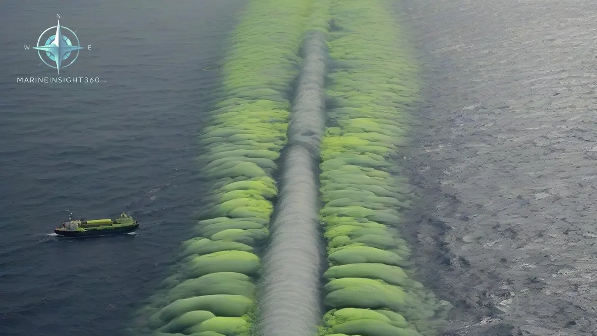 Discoloured water and grey pumice rafts over a submarine volcano in the Devil's Sea south of Tokyo