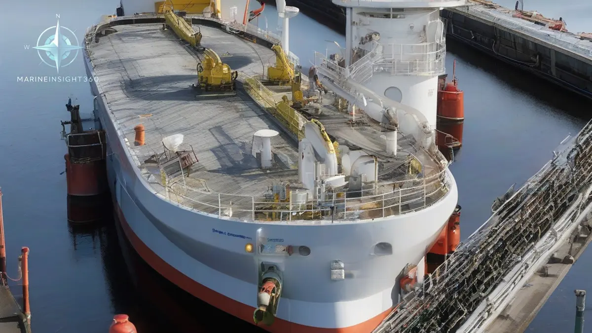 Chemical tanker alongside a jetty on the Shannon Estuary in Ireland with emergency vehicles