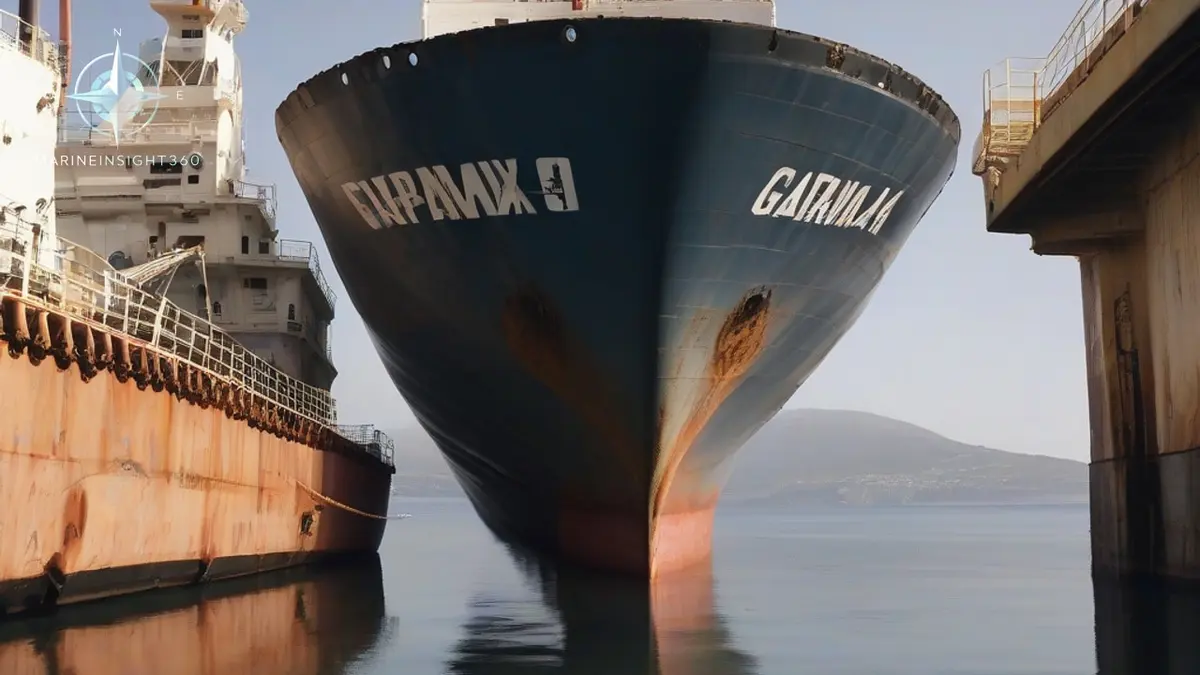 Laid up aframax crude oil tanker at anchor off Gibraltar awaiting a court auction