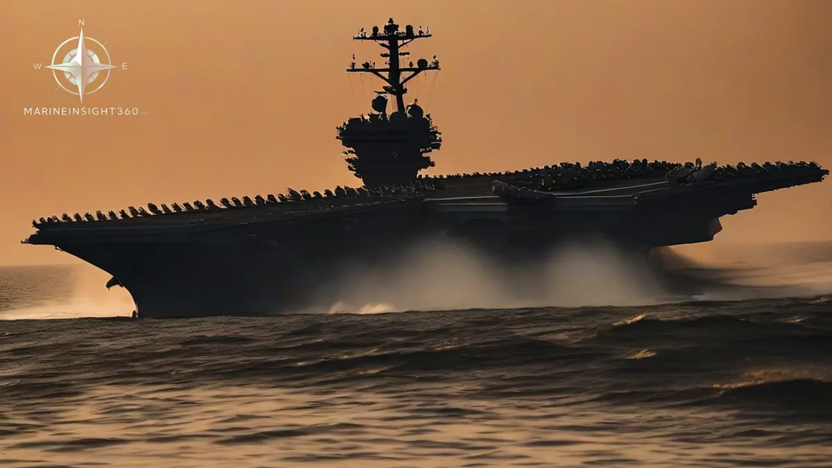 Why the US Moved Two Aircraft Carriers Closer to Iran illustrated with shipping security and route risk for Marine Insight 360 readers