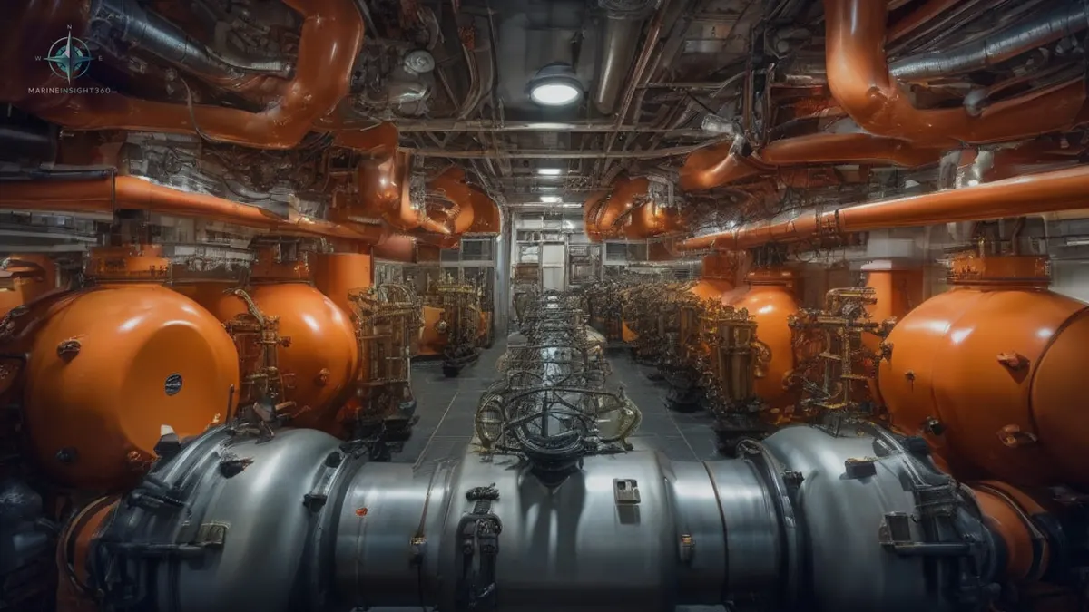 Ship in a dry dock undergoing hull maintenance