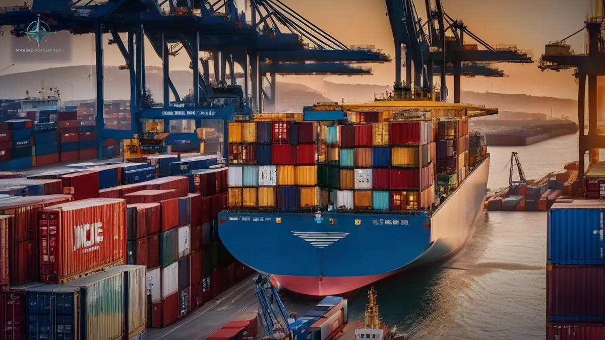 Container ships and port operations connected to Suez Canal supply chain resilience