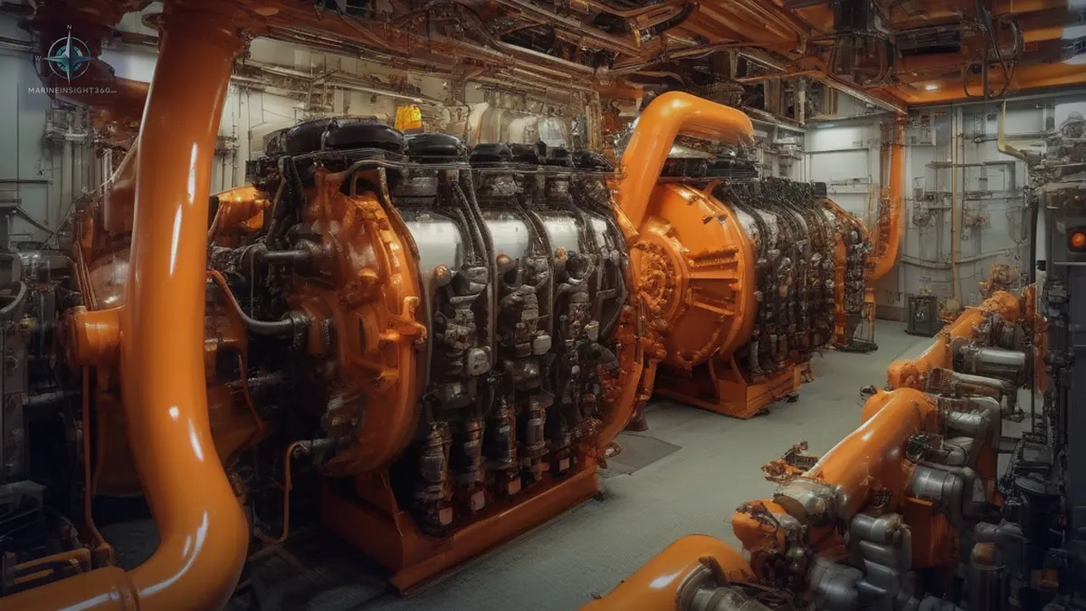 Marine boiler troubleshooting scene with engine-room control and steam system detail